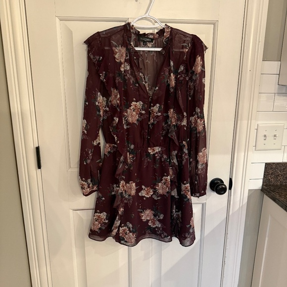 Intermix Madeline Silk Floral Long Sleeve Mini Dress 45430 - Picture 2 of 12